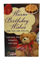 Happy Birthday Teddy with Small Greeting Card & Ferrero Rocher Pack 4