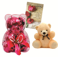 Skylofts Cute Acrylic Teddy Bear Chocolate Gift Pack with A Cute Teddy and Birthday Card